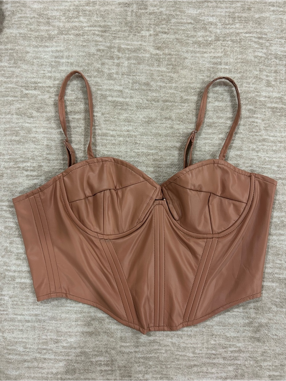 Forever 21 Faux-Leather Bustier Bra in Tan Brown